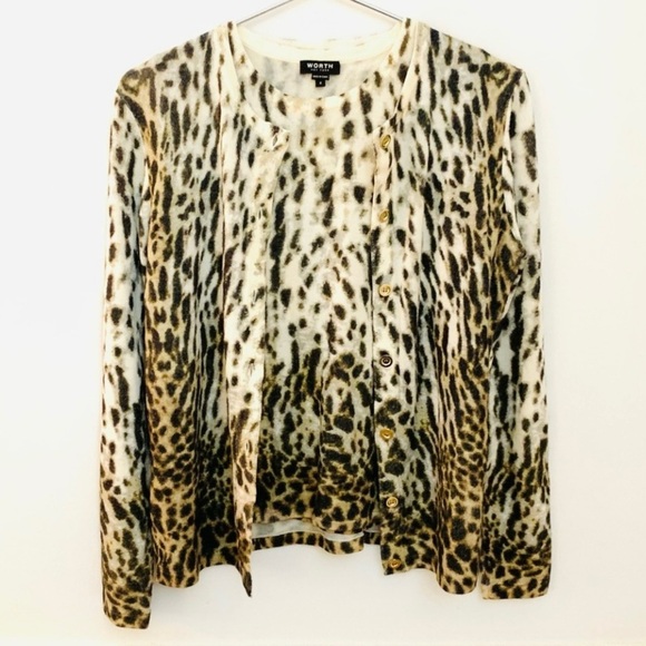 WORTH New York Wool Knit Sweater Set, Leopard print - Picture 3 of 9